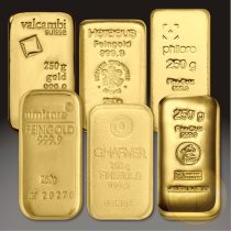  Más nemzetközi gyártó (C.Hafner, Heimerle, Heraeus stb.) aranyrúd, 250 gramm