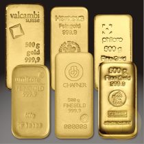   Más nemzetközi gyártó (C.Hafner, Heimerle, Heraeus stb.) aranyrúd, 500 gramm