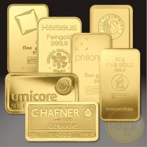   Más nemzetközi gyártó (C.Hafner, Heimerle, Heraeus stb.) aranyrúd, 50 gramm