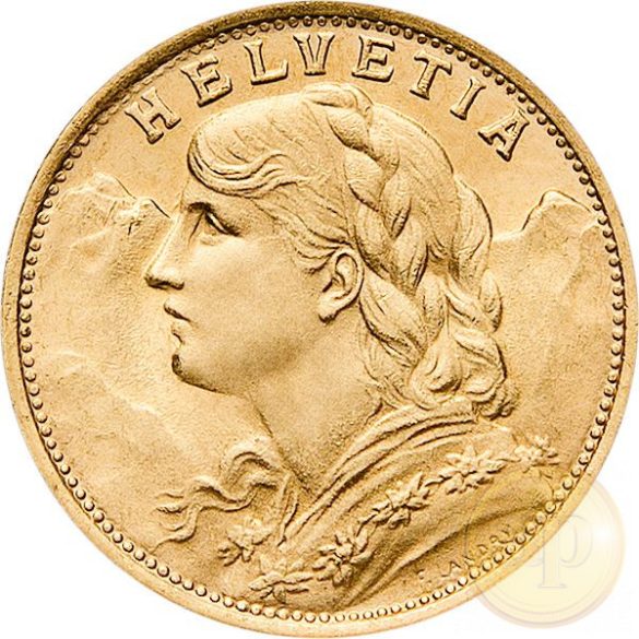 Svájc - 20 frank, Vreneli 1897-1949