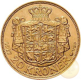 Dánia - 20 korona, X. Keresztély, 1913-1931